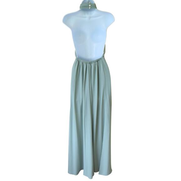 SHOW ME YOUR MUMU Collette Halter Maxi Dress Silver Sage Open Back - Picture 3 of 9